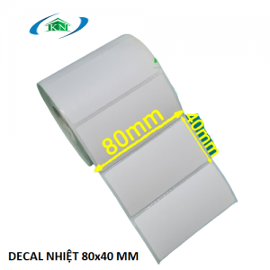 Giấy in tem decal nhiệt 80x40 mm, cuộn 30m
