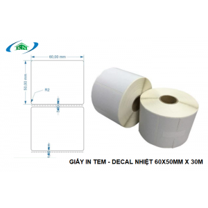 Giấy in tem decal nhiệt 60x50mm cuộn 30m